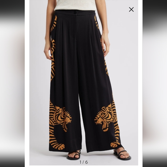 MWOT FARM RIO BLACK TIGER WIDE LEG PAMTS IN BLACK - Picture 11 of 11